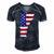 Vermont Map State American Flag 4Th Of July Pride Tee Men's Short Sleeve V-neck 3D Print Retro Tshirt Navy Blue