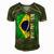 Best Brazilian Dad Ever Brazil Daddy Fathers Day Men's Short Sleeve V-neck 3D Print Retro Tshirt Green