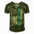 Fathers Day Best Dad Ever With Us American Flag V2 Men's Short Sleeve V-neck 3D Print Retro Tshirt Green