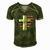 Jesus Is My Savior Usa Christian Faith Cross On Back Men's Short Sleeve V-neck 3D Print Retro Tshirt Green