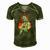Skeleton Playing Electric Guitar Flames Rock Music Men's Short Sleeve V-neck 3D Print Retro Tshirt Green