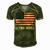 Ultra Maga United State Flag Men's Short Sleeve V-neck 3D Print Retro Tshirt Green