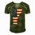 Vermont Map State American Flag 4Th Of July Pride Tee Men's Short Sleeve V-neck 3D Print Retro Tshirt Green