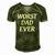 Worst Dad Ever - Fathers Day Men's Short Sleeve V-neck 3D Print Retro Tshirt Green