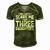 You Cant Scare Me I Have Three Daughters Funny Fathers Day Men's Short Sleeve V-neck 3D Print Retro Tshirt Green