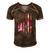 American Flag Breast Cancer Awareness Support Tie Dye Men's Short Sleeve V-neck 3D Print Retro Tshirt Brown