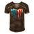 American Flag Heart 4Th Of July Patriotic Funny Men's Short Sleeve V-neck 3D Print Retro Tshirt Brown
