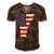 Vermont Map State American Flag 4Th Of July Pride Tee Men's Short Sleeve V-neck 3D Print Retro Tshirt Brown