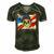 Baseball Skull 4Th Of July American Player Usa Flag Men's Short Sleeve V-neck 3D Print Retro Tshirt Forest