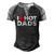 I Love Hot Dads Red Heart Men's Henley Raglan T-Shirt Black Grey