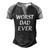 Worst Dad Ever Fathers Day Men's Henley Raglan T-Shirt Black Grey