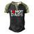 I Love Hot Dads Red Heart Men's Henley Raglan T-Shirt Black Forest