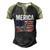 Merica Patriotic Apparel Statue Of Liberty American Flag Men's Henley Raglan T-Shirt Black Forest