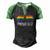 Proud Dad Rainbow Glasses Lgbt Gay Pride Support Lgbtq Men's Henley Raglan T-Shirt Black Green