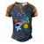 Dad Outer Space Astronaut For Fathers Day Men's Henley Raglan T-Shirt Brown Orange