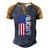 Usa Rugby American Flag Distressed Rugby 4Th Of July Men's Henley Raglan T-Shirt Brown Orange