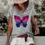 Butterfly With Colors Of The Bisexual Pride Flag Women's Short Sleeve Loose T-shirt Grey