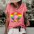 Cute Orange Tabby Cat Skateboarder Rainbow Heart Skater Women's Short Sleeve Loose T-shirt Watermelon
