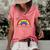 Love Wins Lgbt Kawaii Cute Anime Rainbow Flag Pocket Design Women's Short Sleeve Loose T-shirt Watermelon