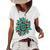 Turquoise Rodeo Decor Graphic Sunflower Women's Short Sleeve Loose T-shirt White
