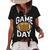 Football Player Vintage Game Day Women's Short Sleeve Loose T-shirt Black