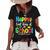 Funny Happy Last Day Of School Hello Summer Multicolored Women's Short Sleeve Loose T-shirt Black