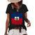 Haiti Flag Vintage Men Women Kids Haiti Women's Short Sleeve Loose T-shirt Black