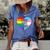 Free Dad Hugs Lgbt Pride Supporter Rainbow Heart For Father Women's Short Sleeve Loose T-shirt Blue