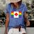Lgbt Gay Pride Rainbow Canadian Flag Women's Short Sleeve Loose T-shirt Blue