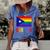 Puerto Rico Boricua Gay Pride Lgbt Rainbow Wepa Women's Short Sleeve Loose T-shirt Blue