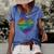 Womens Rainbow Cloudy Heart Lgbt Gay & Lesbian Pride Gift Women's Short Sleeve Loose T-shirt Blue