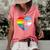 Free Dad Hugs Lgbt Pride Supporter Rainbow Heart For Father Women's Short Sleeve Loose T-shirt Watermelon