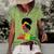 Celebrate Juneteenth Messy Bun Black Women Melanin Pride Women's Short Sleeve Loose T-shirt Green