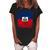 Haiti Flag Vintage Men Women Kids Haiti Women's Loosen Crew Neck Short Sleeve T-Shirt Black