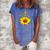 Butterflies Sunflower Smoke Women's Loosen Crew Neck Short Sleeve T-Shirt Blue