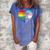 Free Dad Hugs Lgbt Pride Supporter Rainbow Heart For Father Women's Loosen Crew Neck Short Sleeve T-Shirt Blue