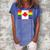 Lgbt Gay Pride Rainbow Canadian Flag Women's Loosen Crew Neck Short Sleeve T-Shirt Blue