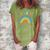 Auntie Of The Birthday Girl Rainbow Theme Matching Family Women's Loosen Crew Neck Short Sleeve T-Shirt Green
