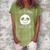 Cute As Panda Twice As Lazy Funny Bear Lovers Activists Women's Loosen Crew Neck Short Sleeve T-Shirt Green