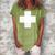 Lightly Weathered Peace Christ White Cross Paint On Various Women's Loosen Crew Neck Short Sleeve T-Shirt Green