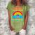 Stepdad Of The Birthday Girl Rainbow Birthday Kid Women's Loosen Crew Neck Short Sleeve T-Shirt Green