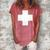 Lightly Weathered Peace Christ White Cross Paint On Various Women's Loosen Crew Neck Short Sleeve T-Shirt Watermelon