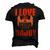 I Love My Bearded Daddy Fathers Day T Shirts Men's 3D Print Graphic Crewneck Short Sleeve T-shirt Black