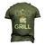 Dad King Of The Grill Bbq Fathers Day Barbecue Men's 3D T-Shirt Back Print Army Green