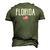 Florida American Flag Vintage White Text Men's 3D T-Shirt Back Print Army Green
