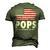 Mens Pops The Man Myth Legend Fathers Day 4Th Of July Grandpa Men's 3D T-shirt Back Print Army Green