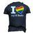 Gay Dads I Love My 2 Dads With Rainbow Heart Men's 3D T-Shirt Back Print Navy Blue
