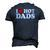 Womens I Love Hot Dads I Heart Hot Dads Love Hot Dads V-Neck Men's 3D T-Shirt Back Print Navy Blue