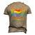 Rainbow Heart Skeleton Love Is Love Lgbt Gay Lesbian Pride Men's 3D T-Shirt Back Print Khaki