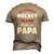 Retro My Favorite Hockey Player Calls Me Papa Fathers Day Men's 3D T-Shirt Back Print Khaki